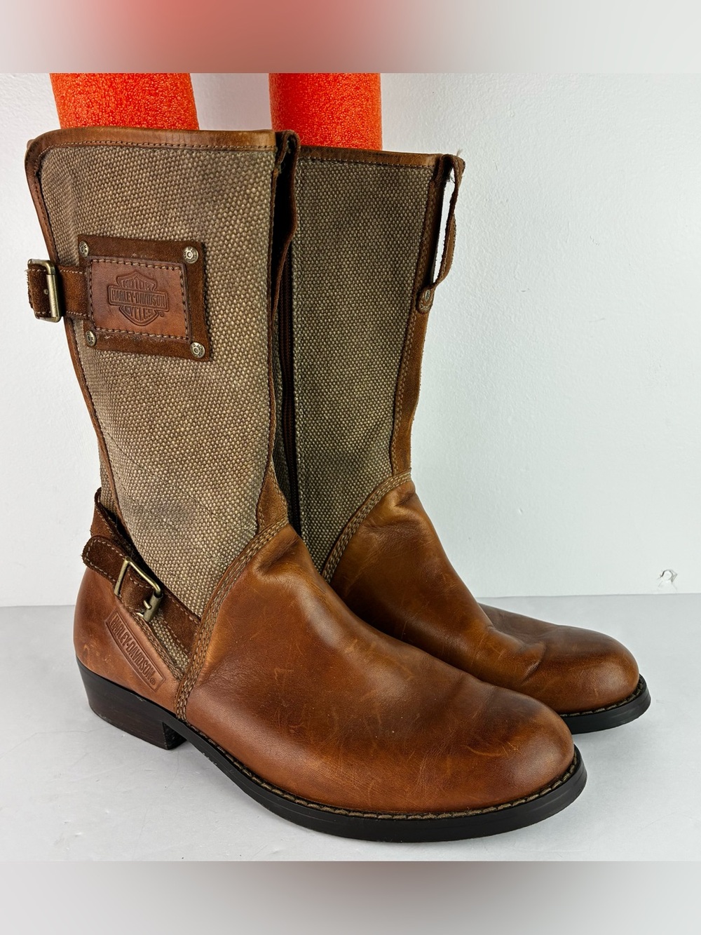 Harley-Davidson Y2K Leather & Mesh Canvas Boots